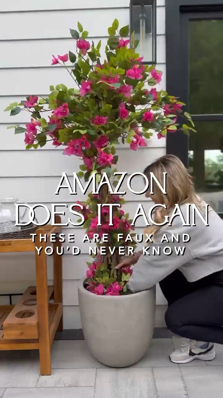 Love this faux bougainvillea tree and stems! They're so beautiful and realistic, and the perfect pop for color for spring and summer that will last all season! I have the 18" planter and just 1 order of 4 stems here (linked similar vases).

#LTKvlog #LTKHome #LTKSpringSale