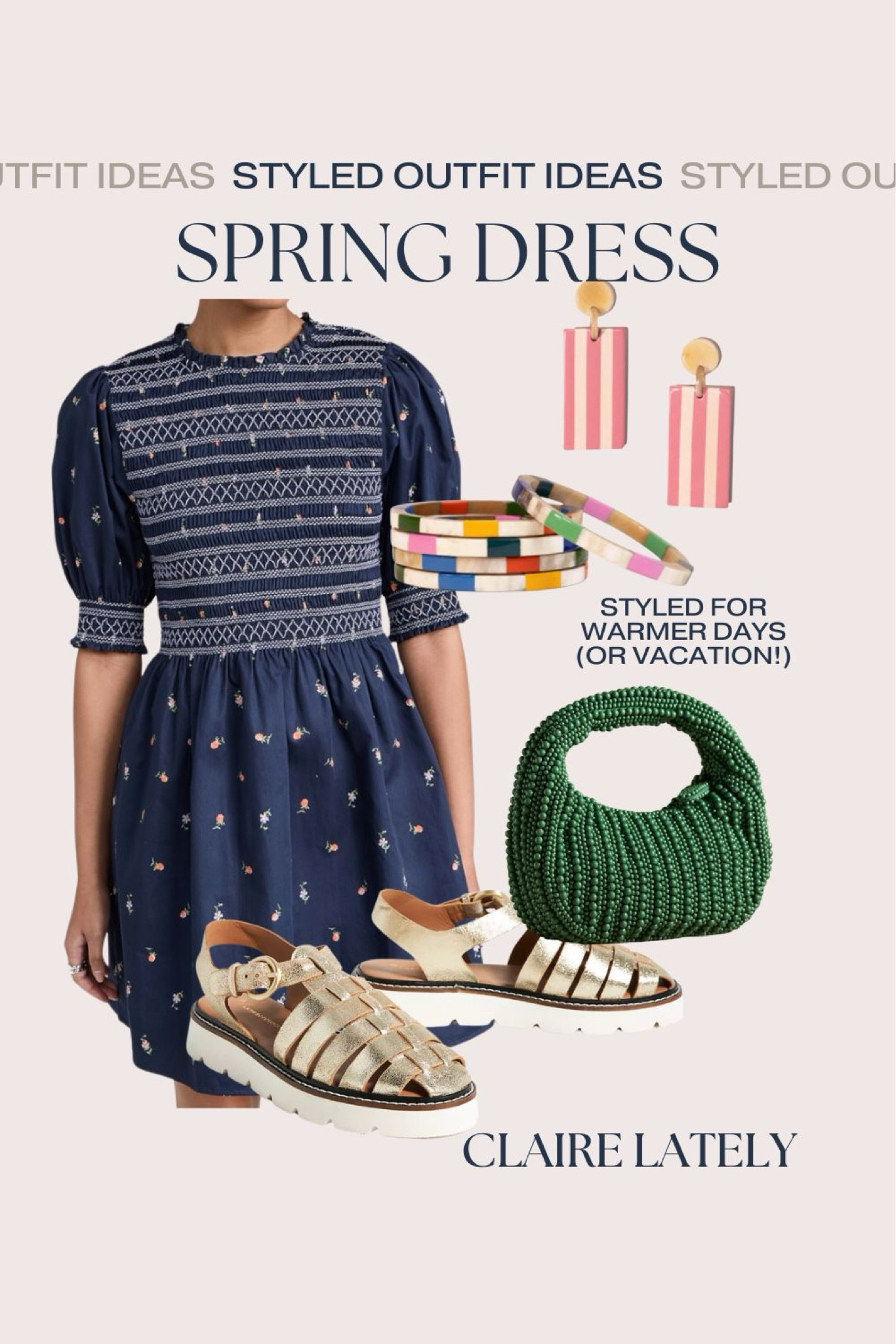 Spring dress styled for warmer days of Vacation or Summer. Nap Dress, Fisherman Sandals, Anthropologie Bag, Sunshine Tienda earrings and bracelets 
❤️ CLAIRE LATELY 

resort outfit idea 

#LTKshoecrush #LTKstyletip #LTKSeasonal
