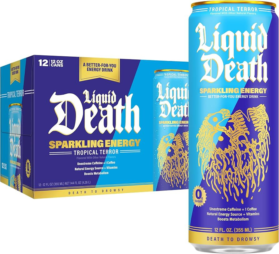 Liquid Death Sparkling Energy - Tropical Terror (Classic Pi\u00f1a Colada), Zero Sugar Energy Dri... | Amazon (US)