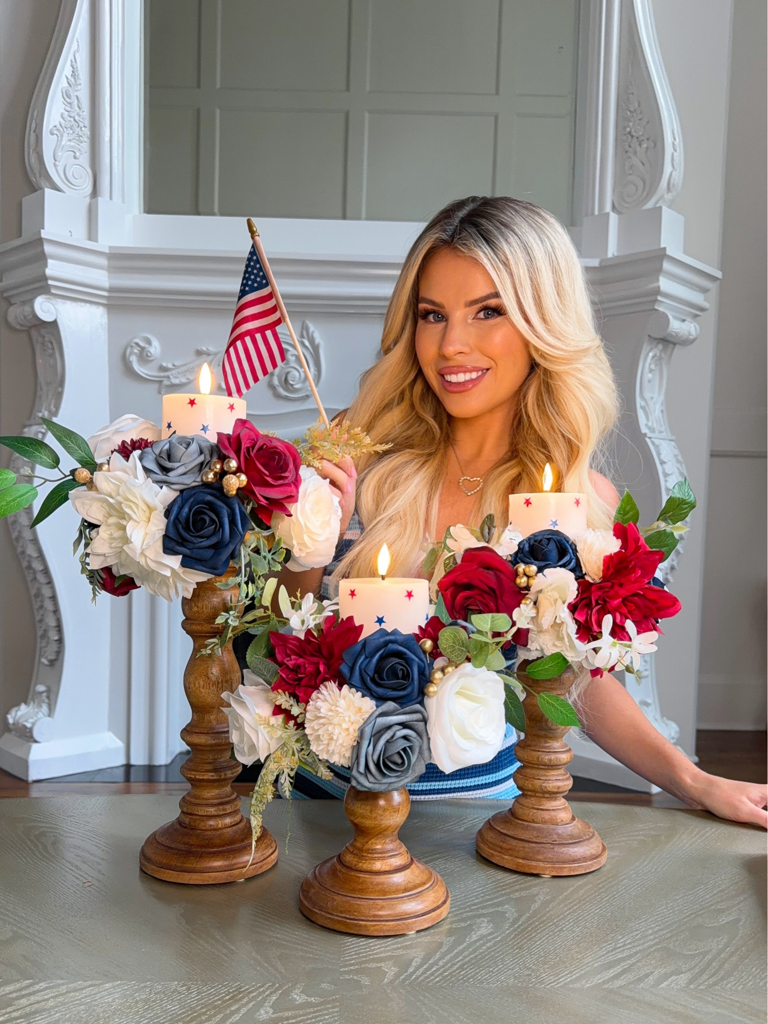 Summer diy home decor. Patriotic Americana red white and blue. Stars and Stripes 