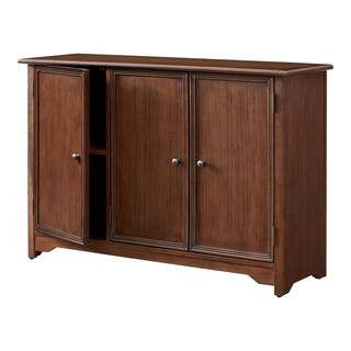 Bradstone 3 Door Walnut Brown Wood Storage Console | The Home Depot