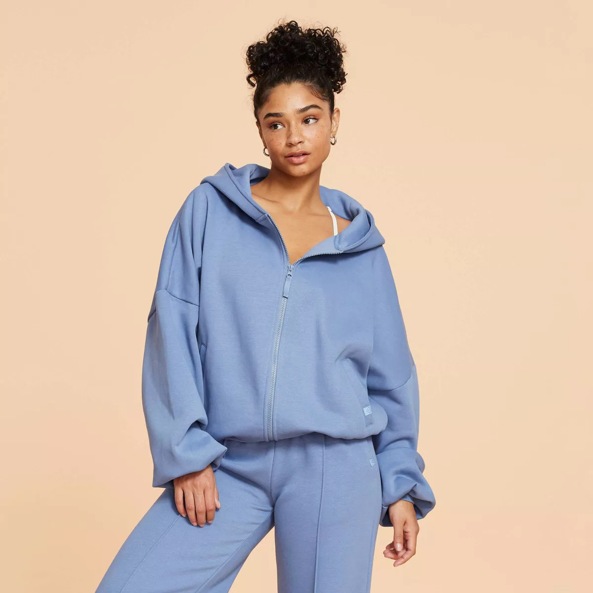 Blogilates Women's Marshmallow Full Zip Hooded Sweatshirt - Heathered Gray XL | Target