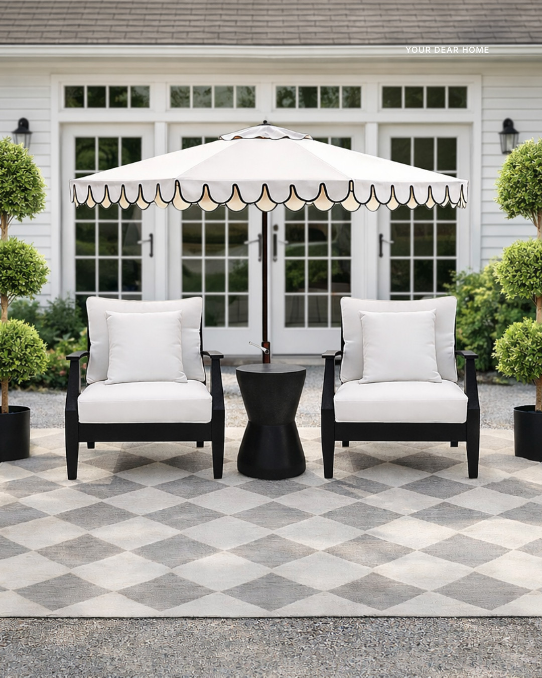 #ad, @wayfair, #wishyouwerehere, #outdoor, #Wayfair, #WayfairPartner. 

A comfortable patio lounge setup that balances texture and simplicity. The wicker sectional, sculptural coffee table and patterned rug create a cozy seating area that feels both casual and refined. Styled with neutral pillows and a classic patio umbrella, this is an easy formula for creating a welcoming outdoor space. 

 #LTKSeasonal #LTKHome