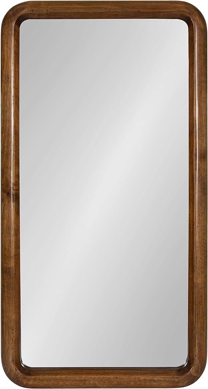 Framed Wood Wall Mirror - Walnut Brown 17x32 Mid-Century Modern | Amazon (US)