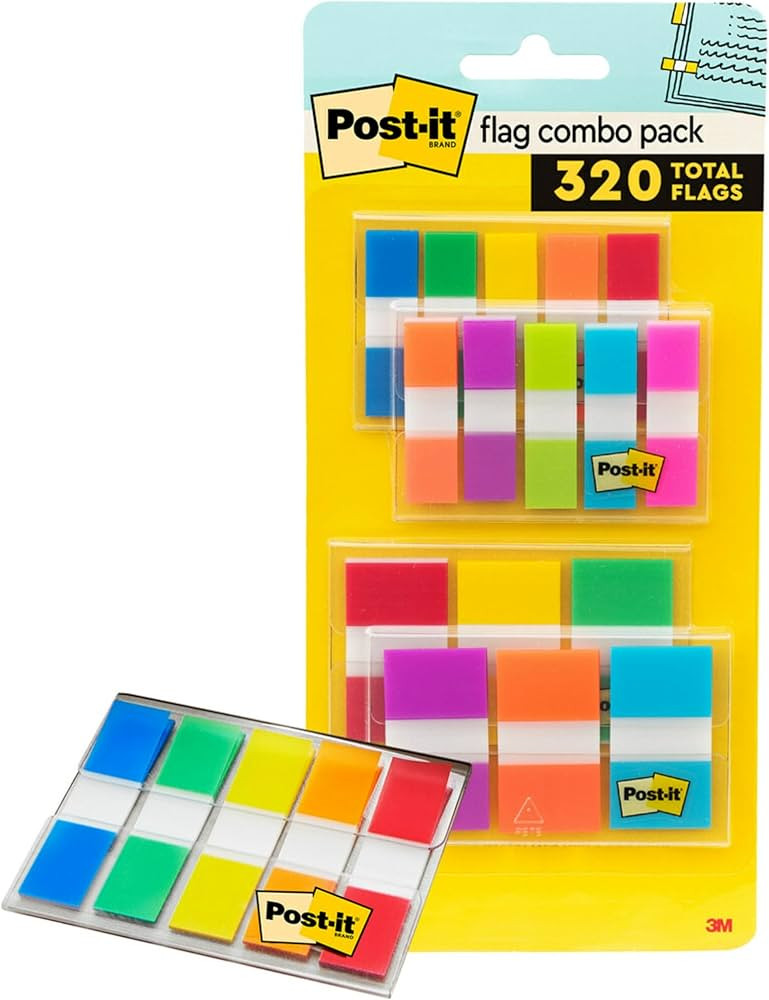 Post-it Flags Combo Pack, 4 On-The-Go Dispensers/Pack, 120 .94 in Wide and 200 .47 in Wide Flags,... | Amazon (US)