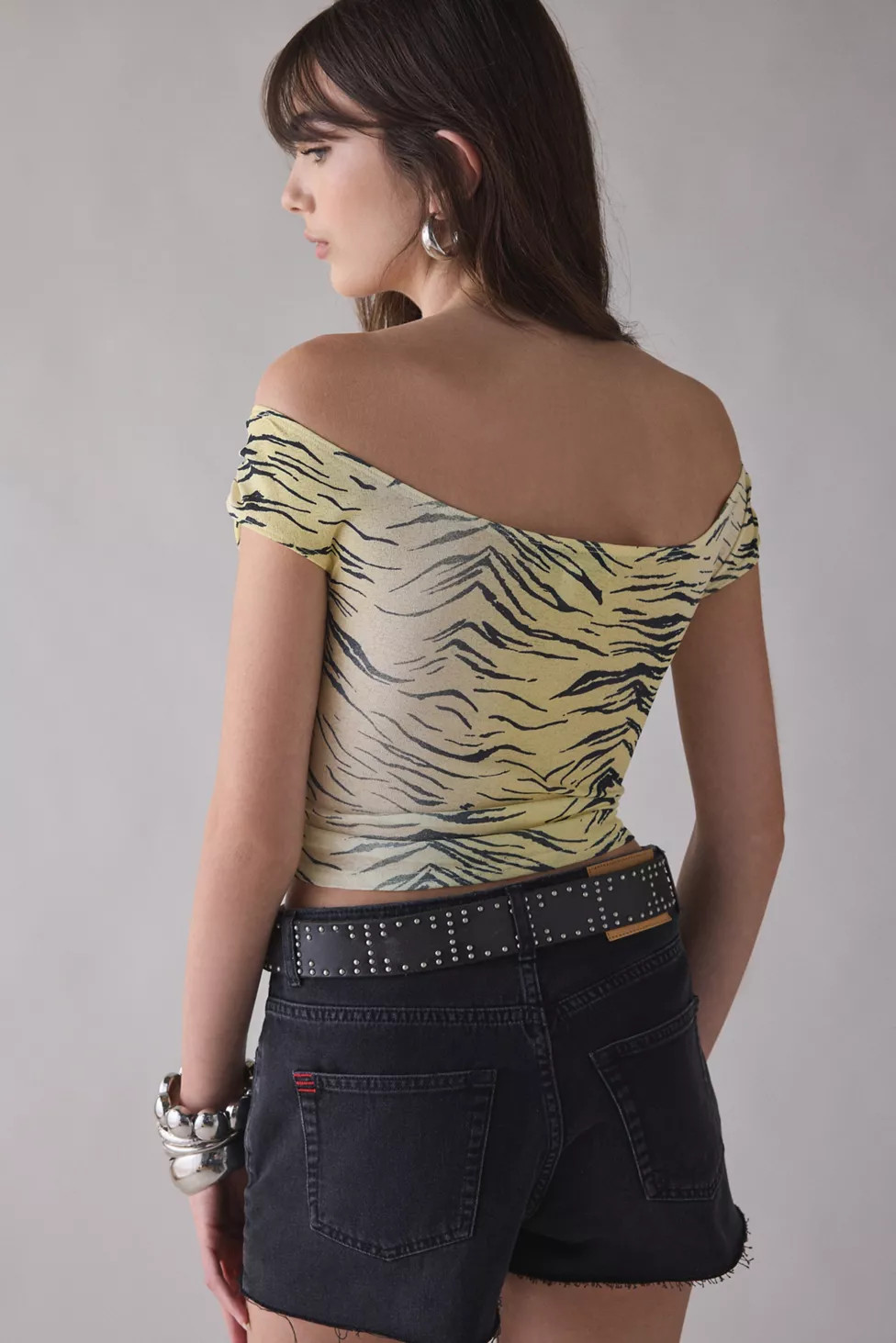 UO Fia Mesh Off-The-Shoulder Crop Top | Urban Outfitters (US and RoW)