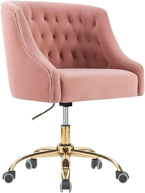 ANOUR Modern Home Office Chair, Velvet Swivel Armchair, Velvet Office Chair with Soft Seat, Adjus... | Amazon (US)