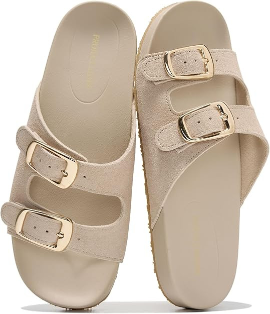 Project Cloud 100% Genuine Leather Womens Sandals Comfortable Plush & Soft Insole Sandals Women -... | Amazon (US)