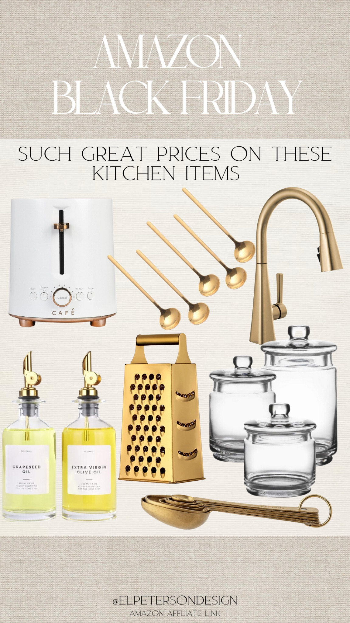 Grater
Kitchen faucet 
Olive and oil dispenser 
Toaster
Mini teaspoon set for coffee 
Apothecary jar

#LTKsalealert #LTKCyberWeek #LTKhome