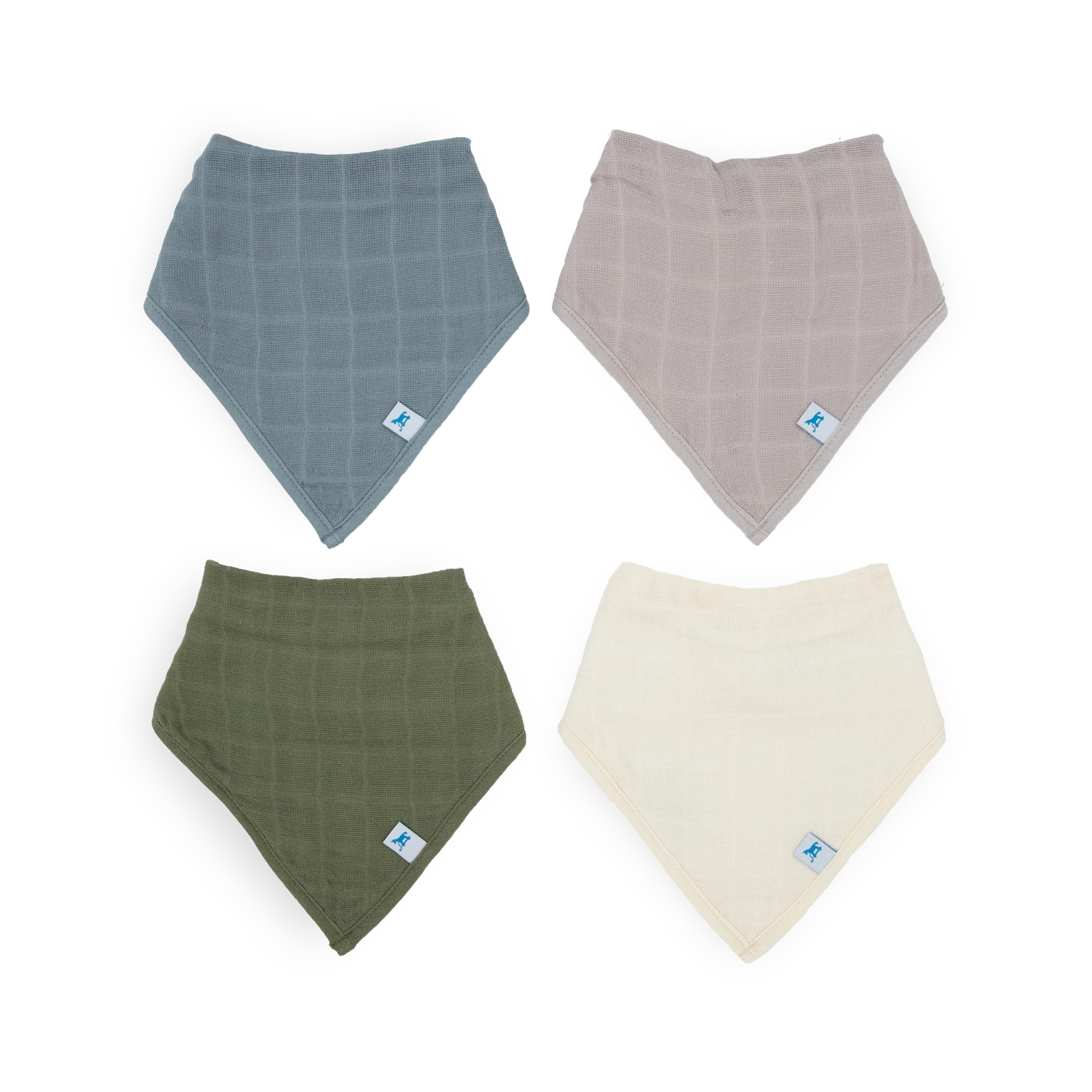 Cotton Muslin + Fleece Bandana Bib 4 Pack - Sea | Little Unicorn
