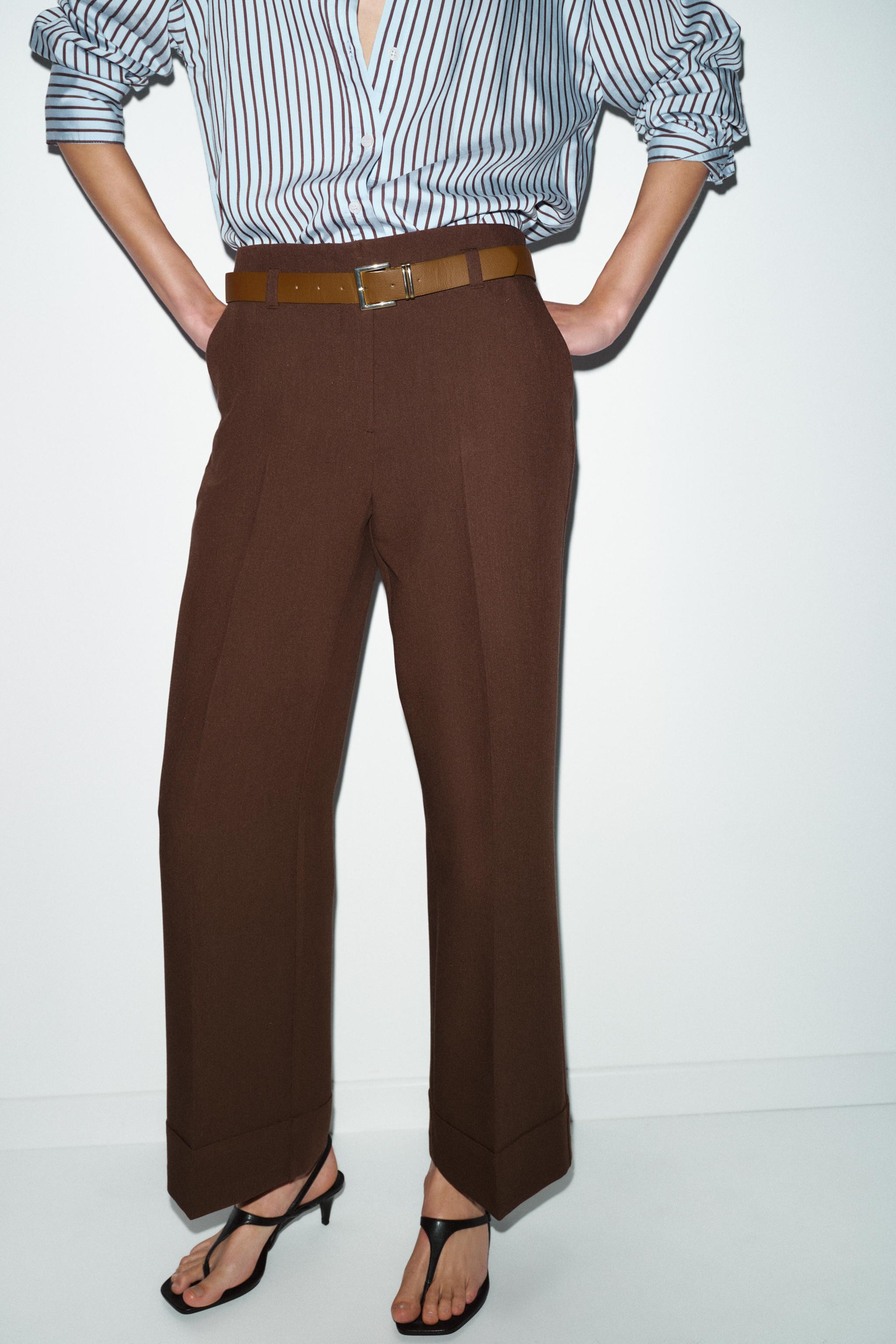 BELTED CUFFED HEM PANTS | Zara US