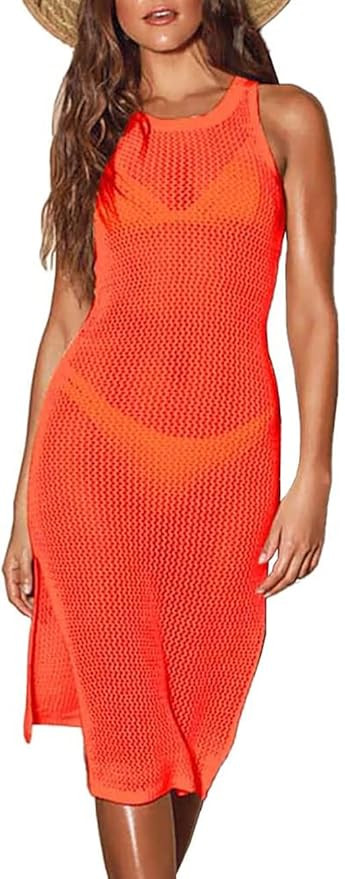 Bsubseach Crochet Cover Ups for Swimwear Women Knit Beach Cover Up Dress Summer Beachwear | Amazon (US)