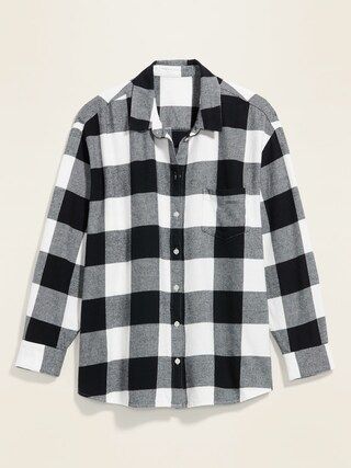 Plaid Flannel No-Peek Boyfriend Plus-Size Shirt | Old Navy (US)