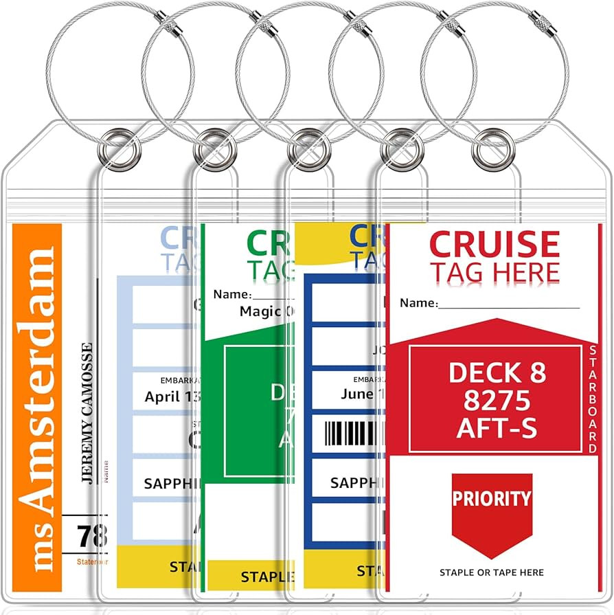 5 Pack Cruise Luggage Tag Holders for Carnival, NCL, Princess, MSC Cruise Ships, Clear Cruise Tag... | Amazon (US)