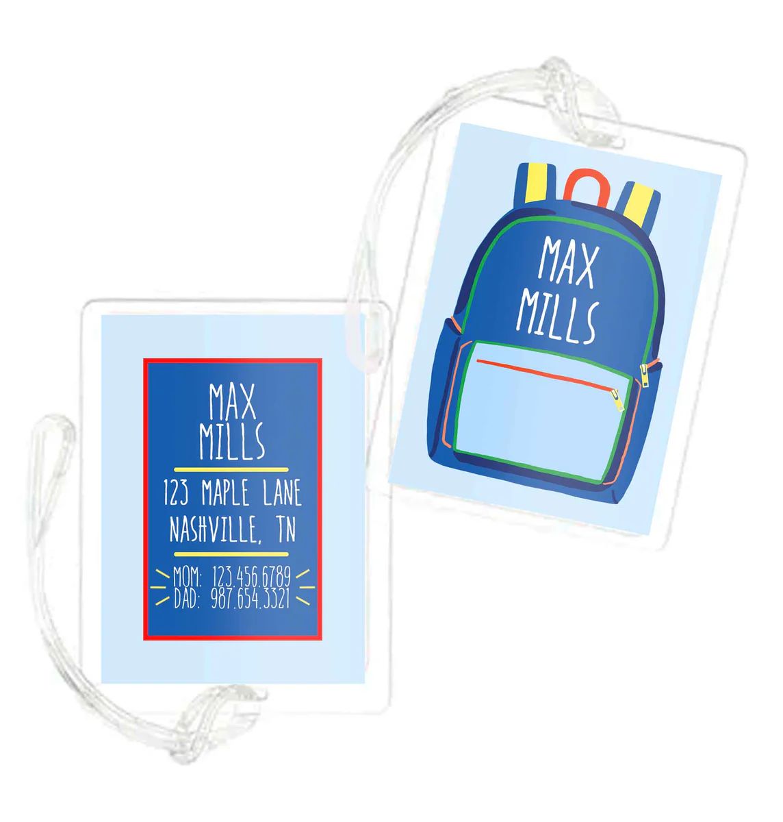 Backpack Personalized Laminated Bag Tag | Taylor Beach Design