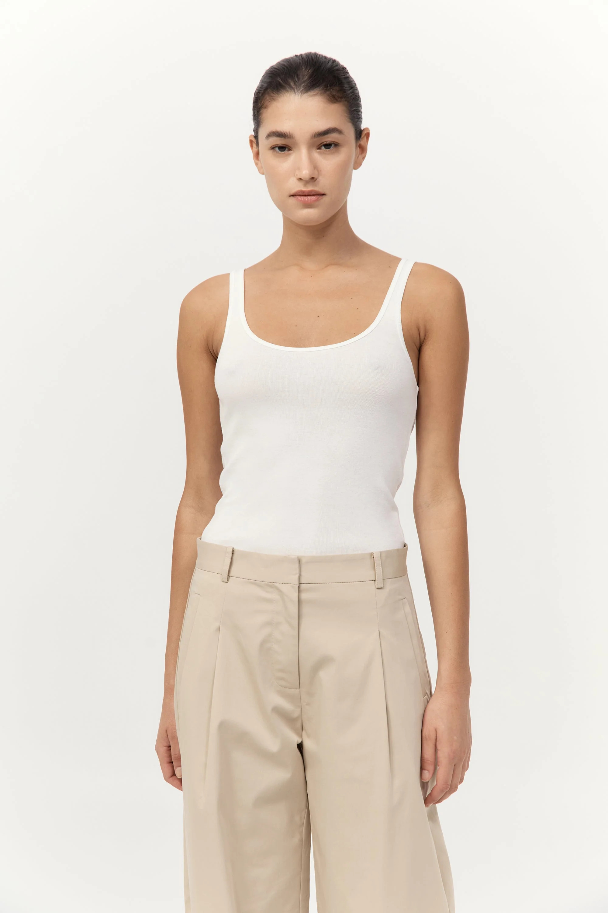Organic Cotton Slim Scoop Tank - White | St. Agni (US, UK, EU)