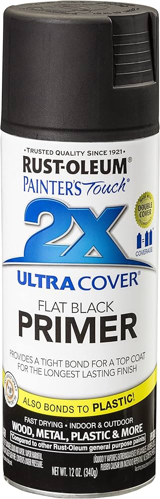 Rust-Oleum 249846 Painter's Touch 2X Ultra Cover, 12 Ounce (Pack of 1), Flat Black Primer | Amazon (US)