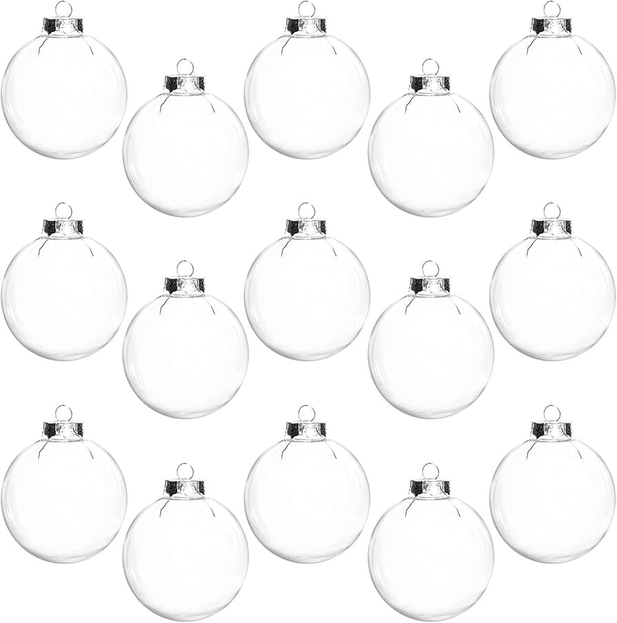 15 Pcs DIY Clear Plastic Fillable Balls Ornament, 2.36Inch Transparent Ornaments Shatterproof Chr... | Amazon (US)