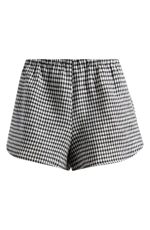 Reformation Tiffie Check Linen Shorts in Remy Check at Nordstrom, Size Small | Nordstrom