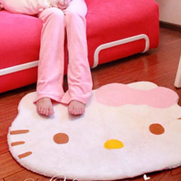 Cute Pink Bow Hello Kitty Head Carpet Soft Fuzzy Rugs Children Bedroom Pet Mat - 31.5" x 26.7" | Walmart (US)