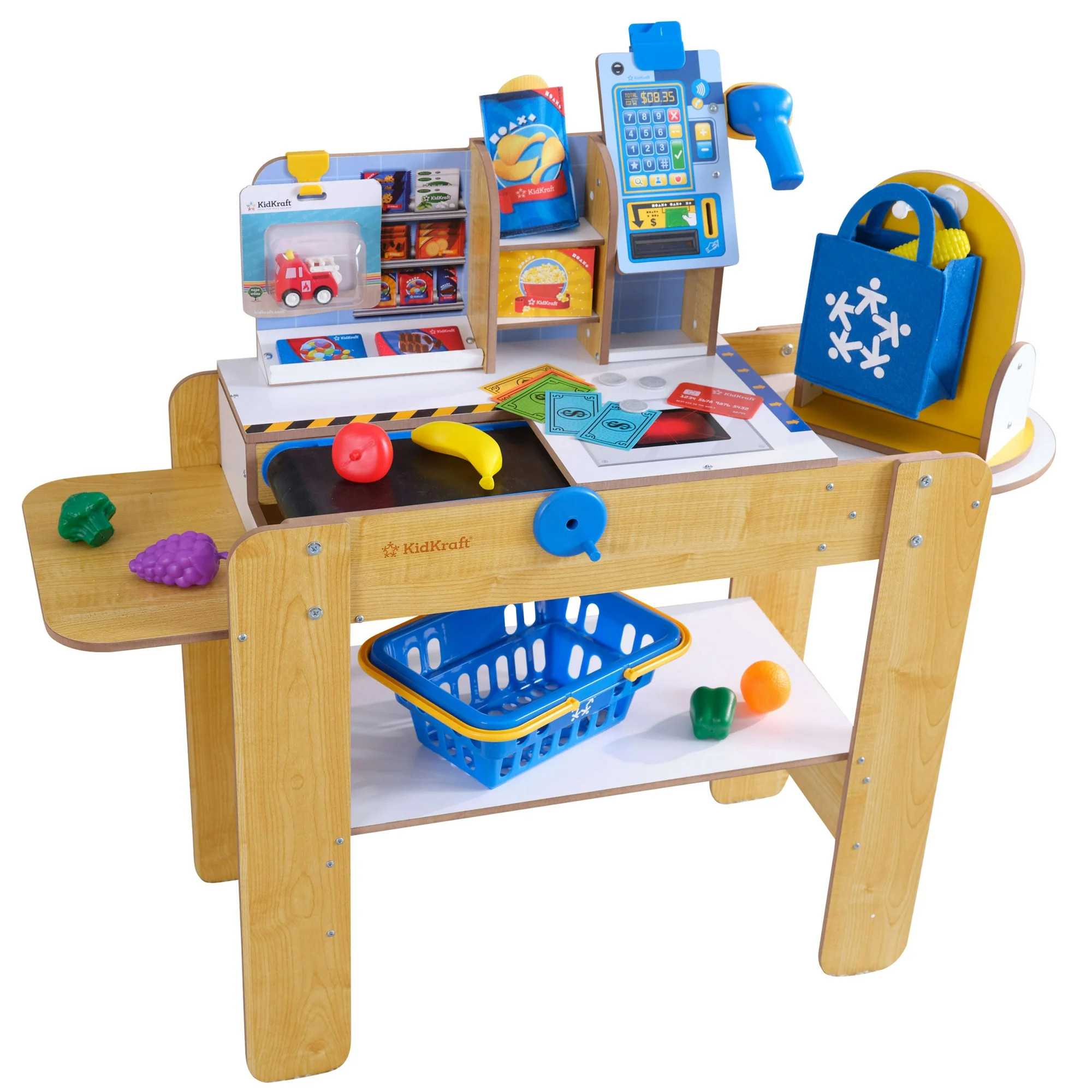 KidKraft Wooden Grocery Store Self-Checkout Center with 30 Accessories | Walmart (US)