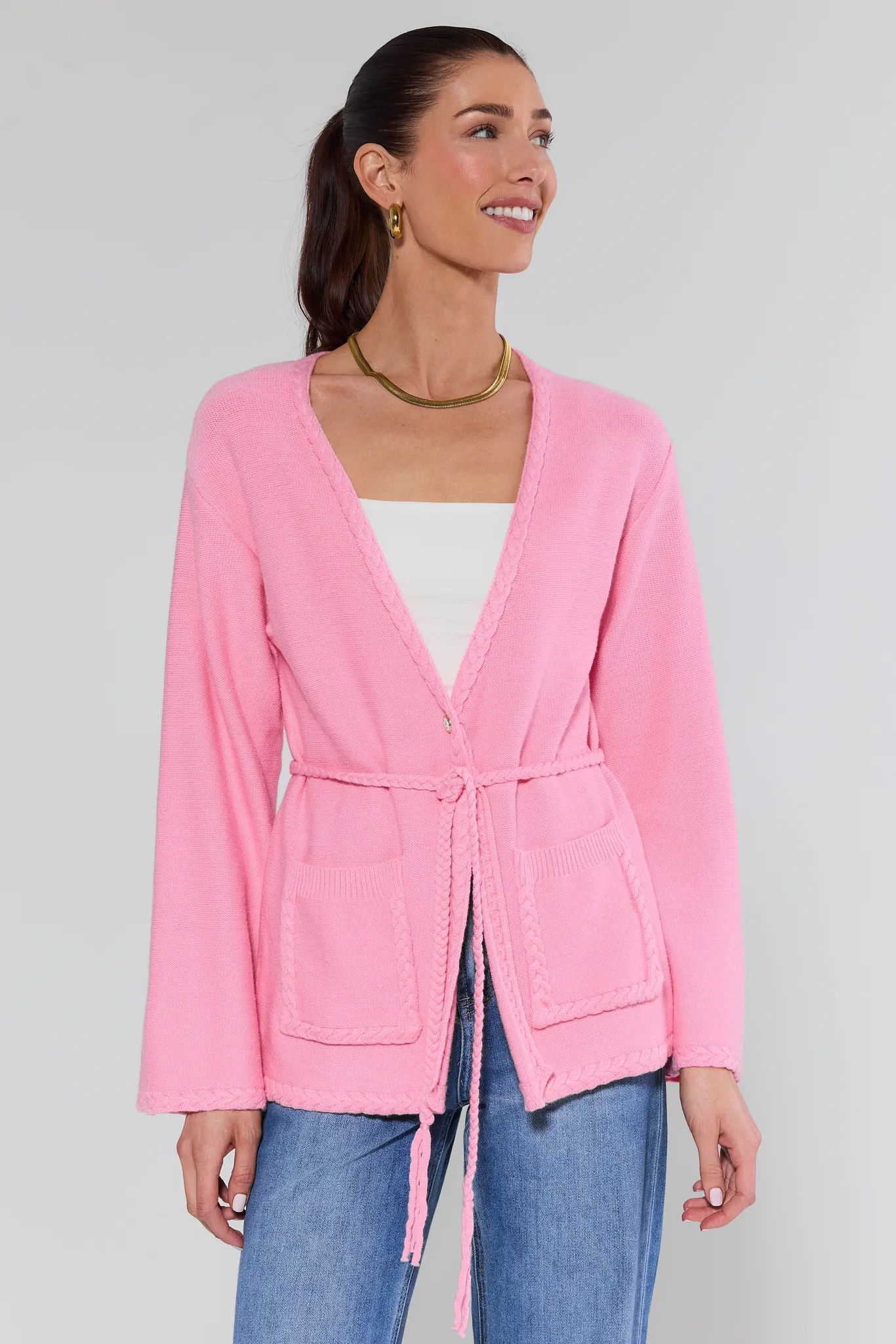 Jada Pink Wrap Knit Cardigan | Avara