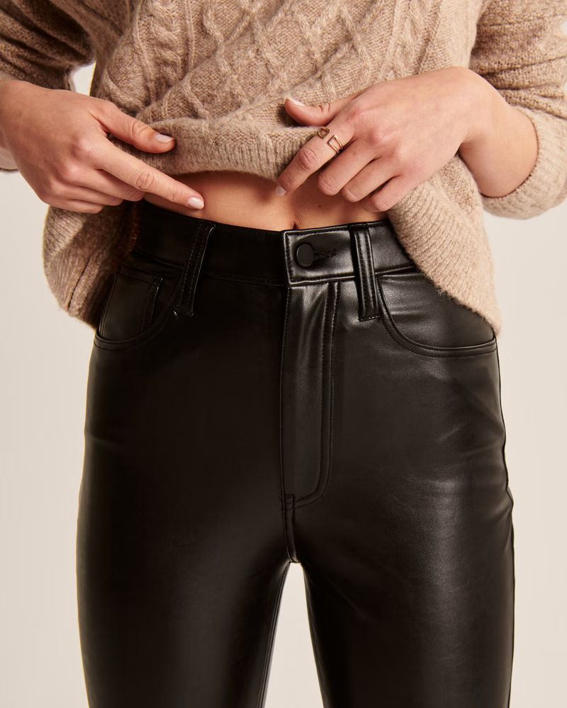Vegan Leather Ankle Straight Pants | Abercrombie & Fitch (US)