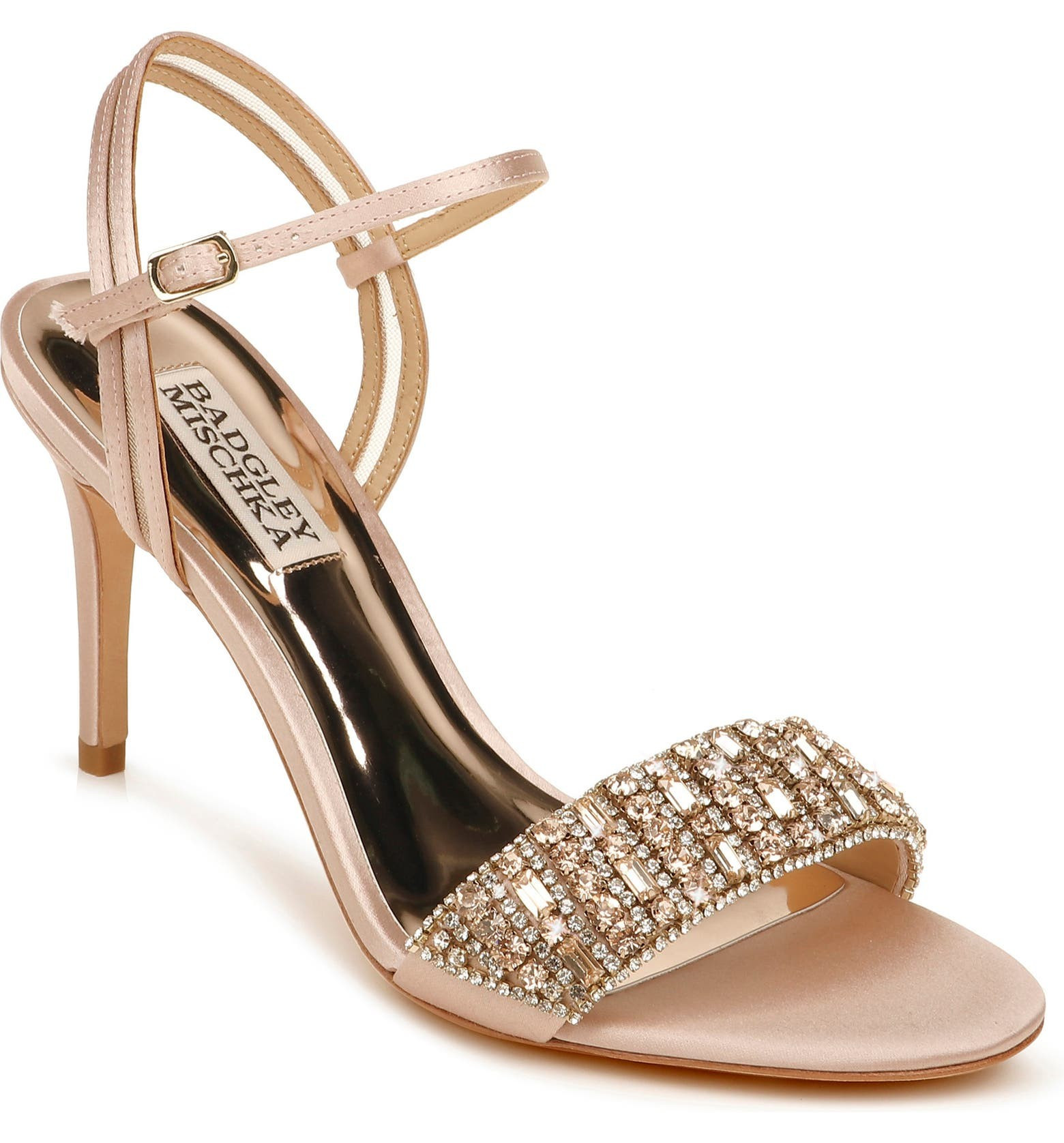 Badgley Mischka Garan Crystal Embellished Satin Sandal | Nordstrom