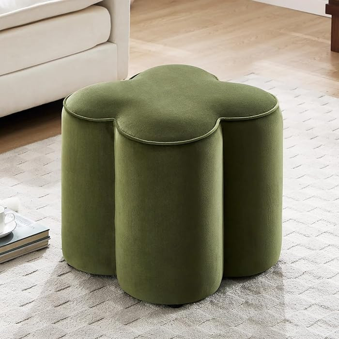 Zesthouse Flower Pouf Ottoman Foot Rest, Velvet Fabric Poofy Ottoman Footstool for Couch, Modern ... | Amazon (US)