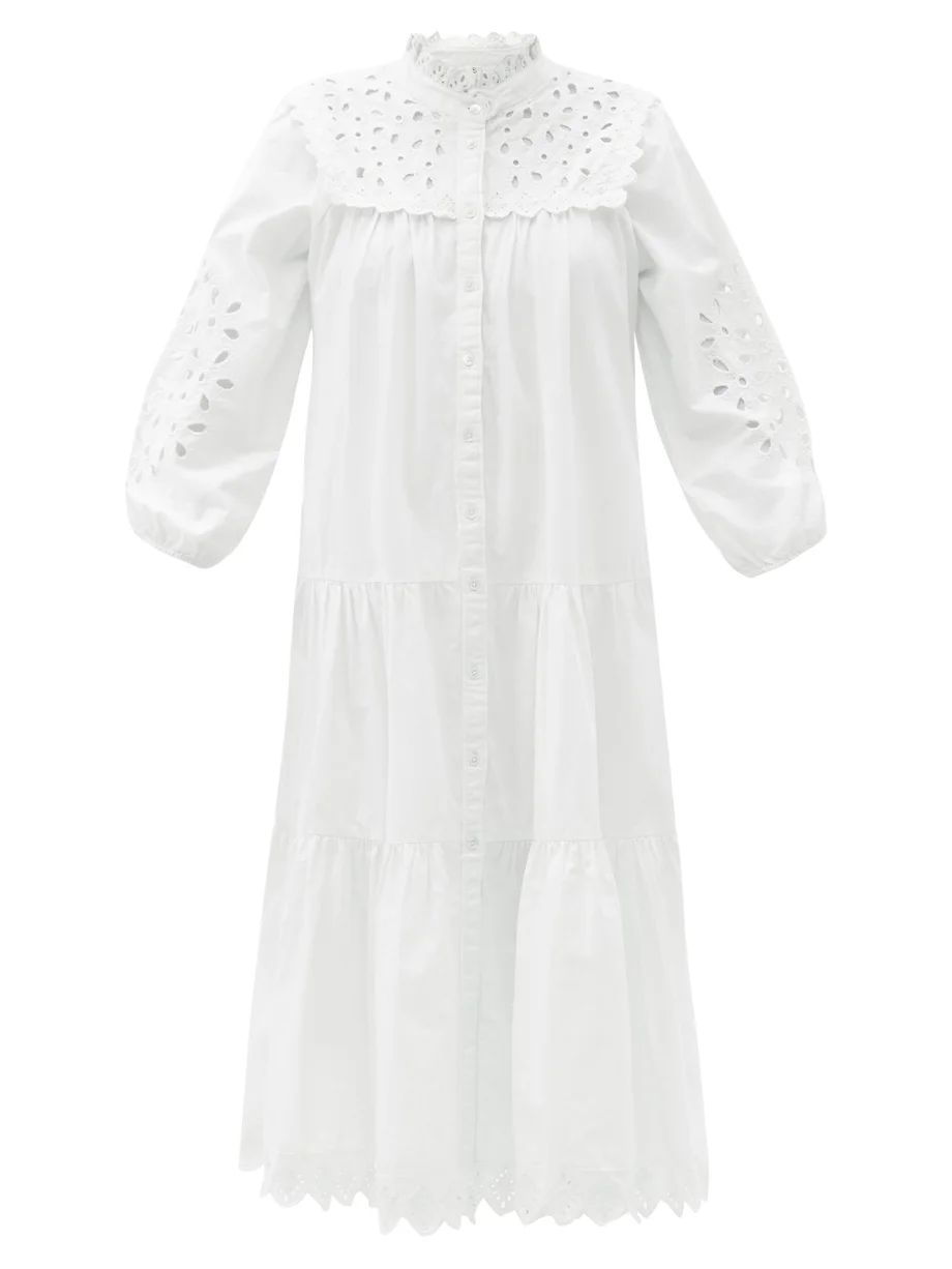 Hazel eyelet-lace cotton-poplin midi dress | Matches (US)