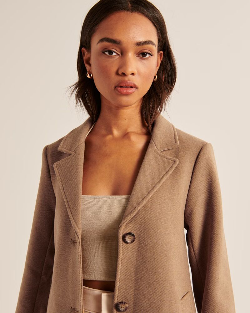 Women's Wool-Blend Dad Coat | Women's | Abercrombie.com | Abercrombie & Fitch (US)