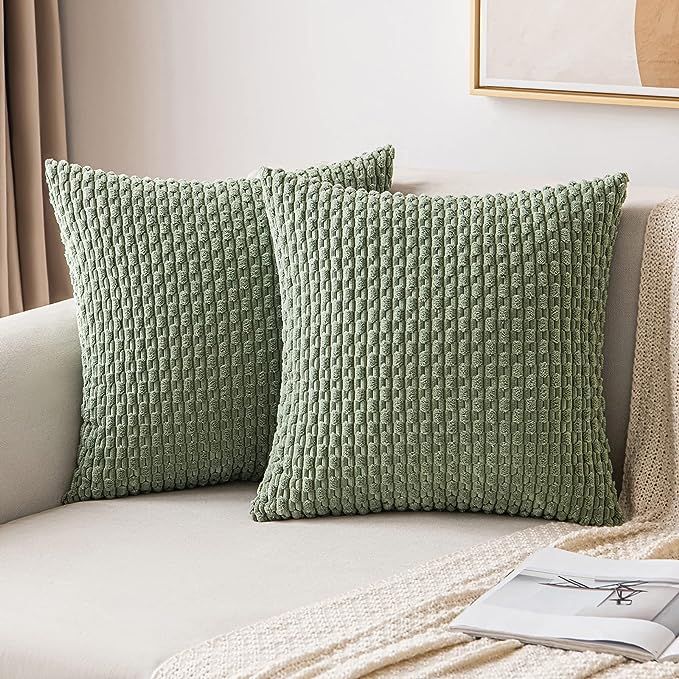 MIULEE Throw Pillow Covers Soft Corduroy Decorative Set of 2 Boho Striped Pillow Covers Pillowcas... | Amazon (US)