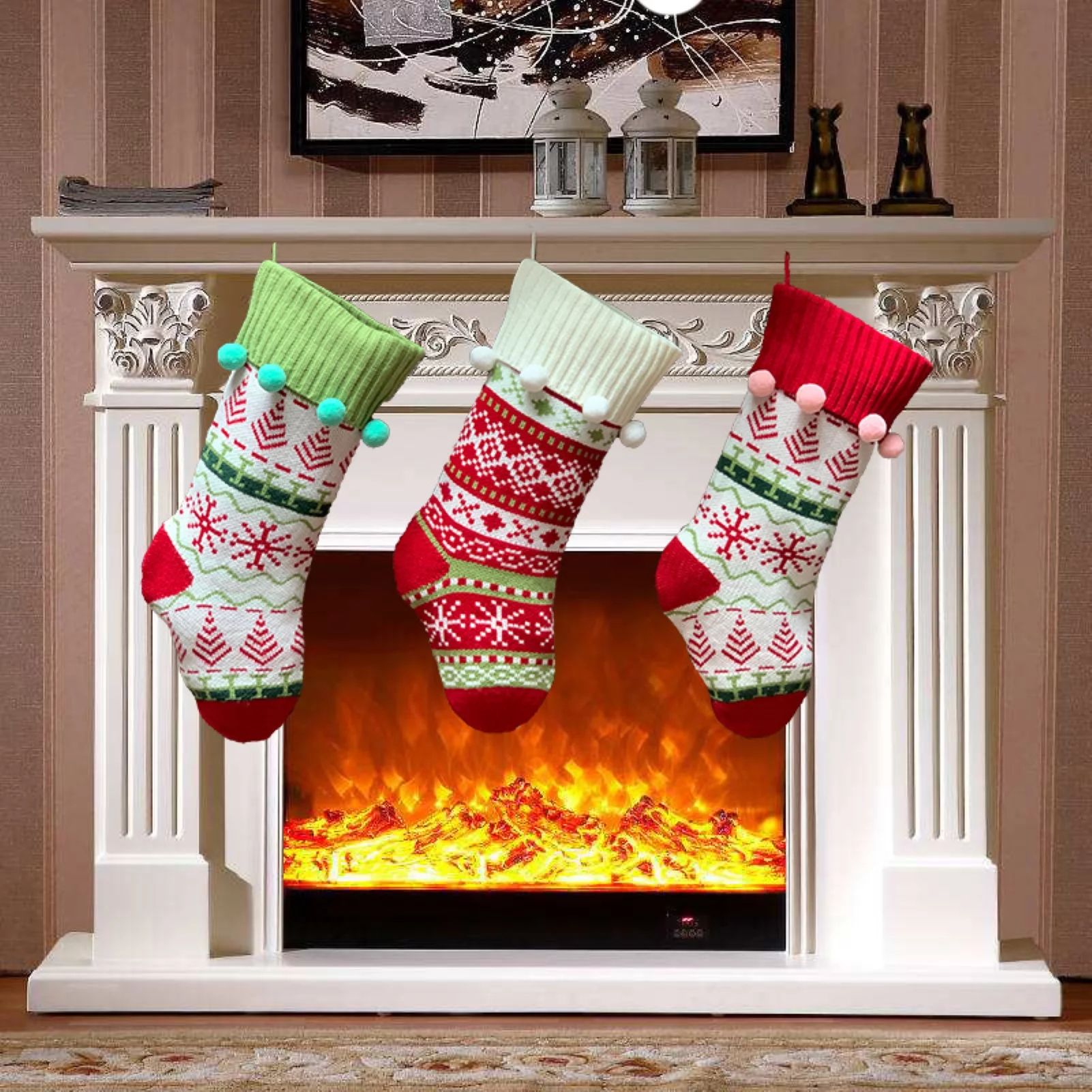 SPRING PARK Christmas Stockings, Extra Large Xmas Stockings Decoration Snowflake Pattern for Fami... | Walmart (US)