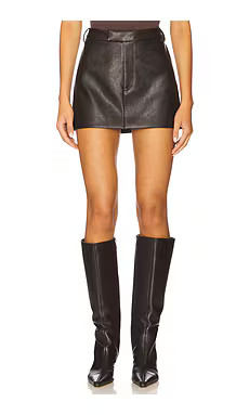 Bardot Maika Faux Leather Mini Skirt in Dark Choco from Revolve.com | Revolve Clothing (Global)