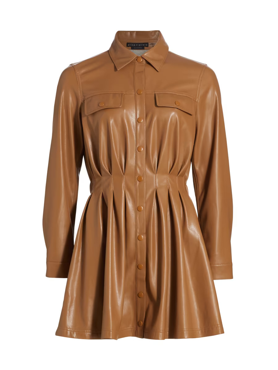 Alice + Olivia Malina Vegan Leather Shirtdress | Saks Fifth Avenue
