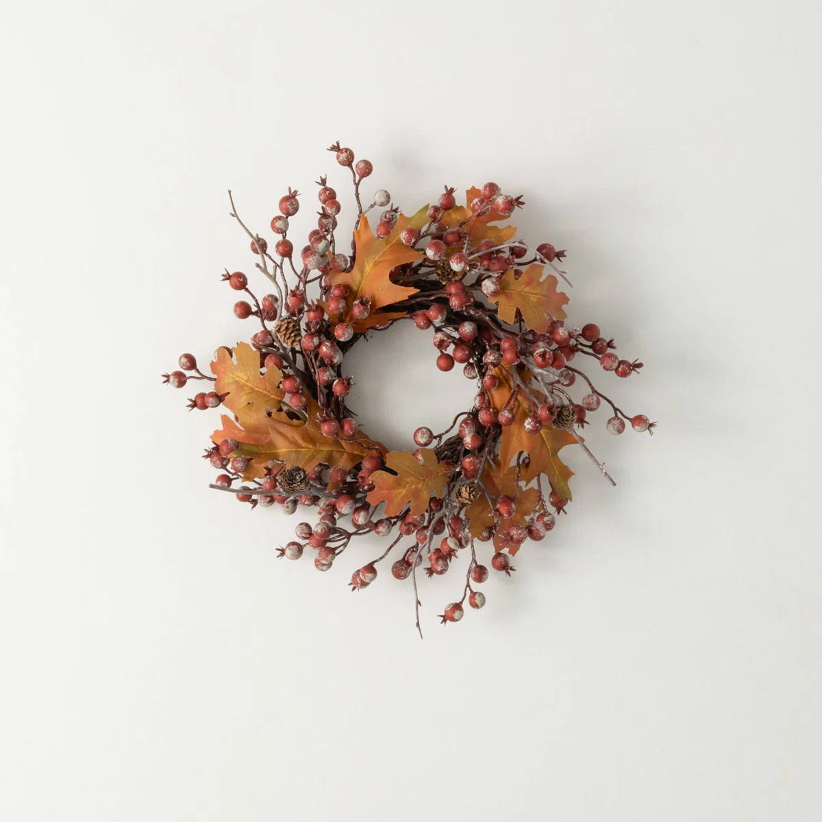 14.75" Artificial Berry Leaf Fall Accent Ring, Multicolor | Wayfair North America