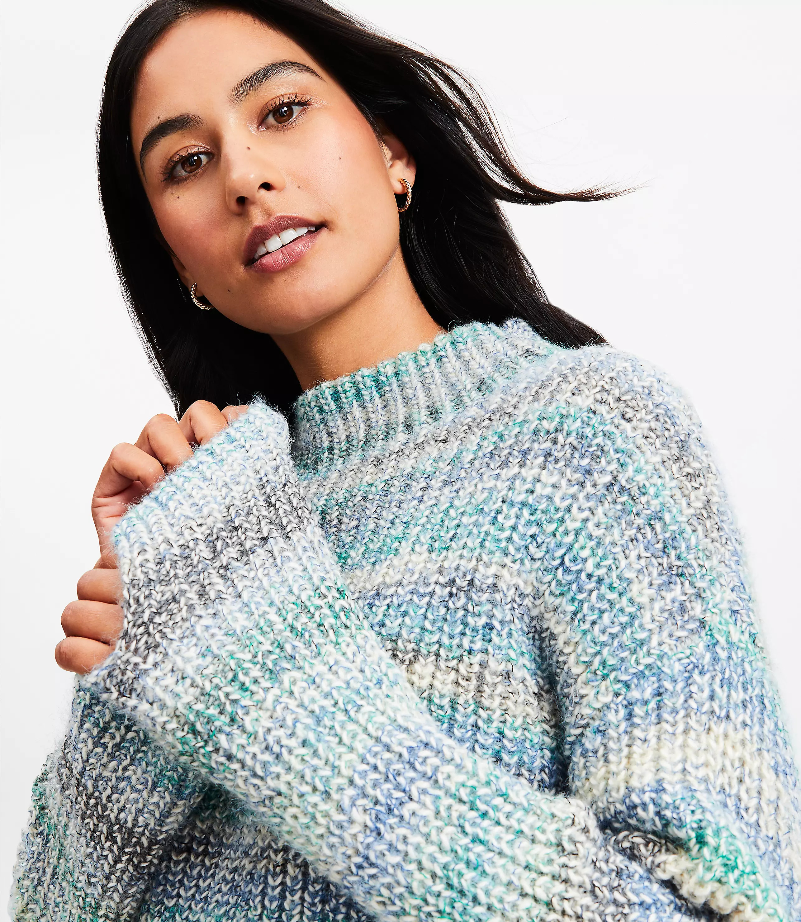 Marled Ribbed Mock Neck Sweater | LOFT