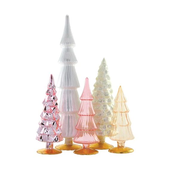 Neutral Glass Hue Christmas Tree Set, Ivory and Pink Forest 17" 11.5" 9", 8.5". 7.5", Cody Foster... | Etsy (US)