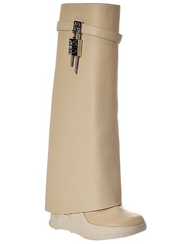 Shark Lock Leather Knee-High Biker Boot | Gilt & Gilt City