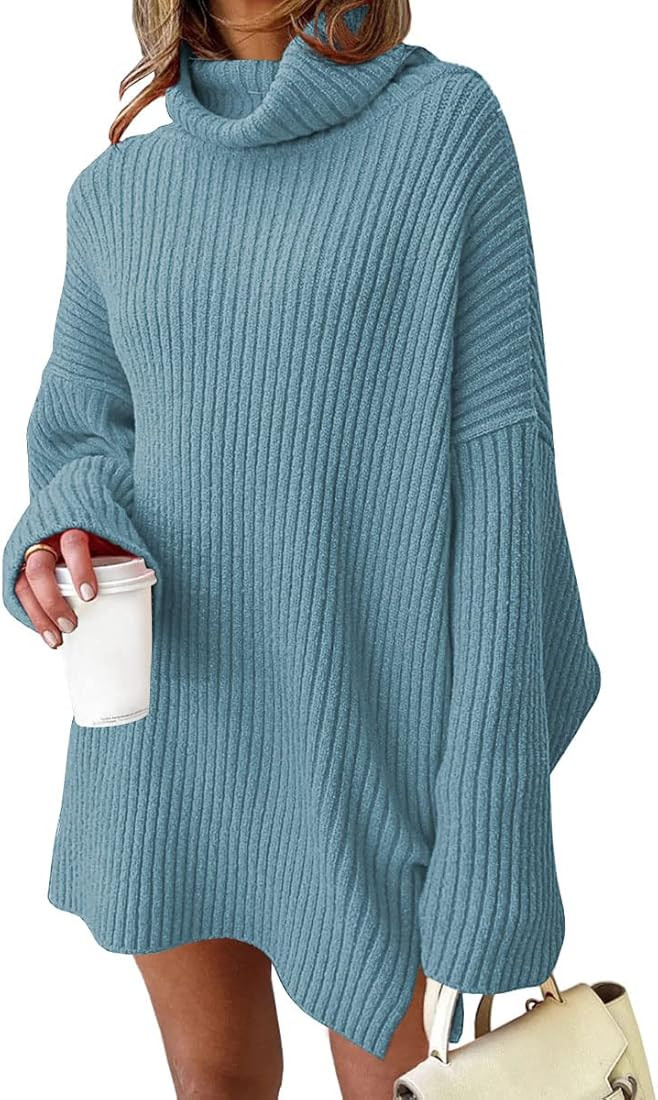 Womens Turtleneck Oversized Long Batwing Sleeve Fall Sweater 2023 Plus Size Tunic Pullover Ribbed... | Amazon (US)
