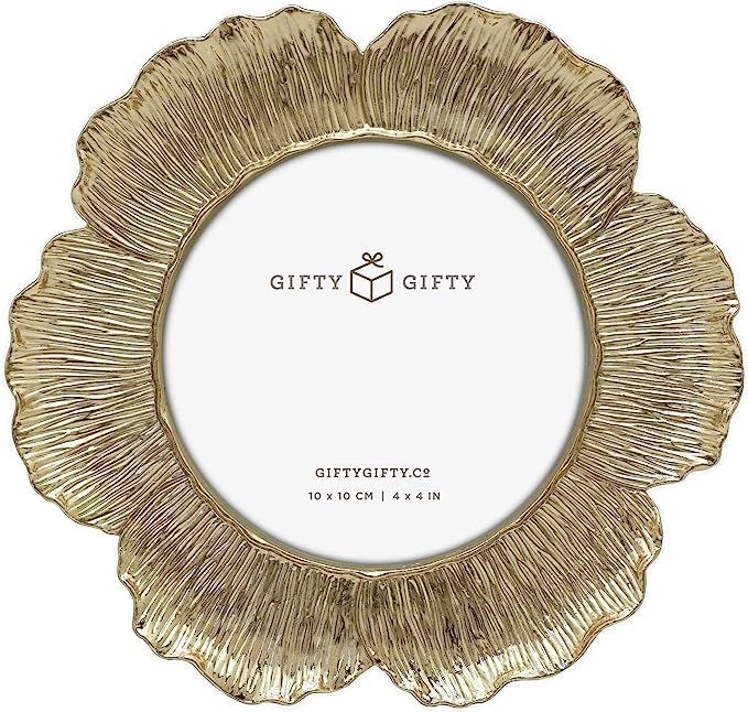 GIFTY GIFTY Circular Gold Floral Photo Frame / 4x4 In | For Tabletop Display | Perfect for Home D... | Amazon (US)