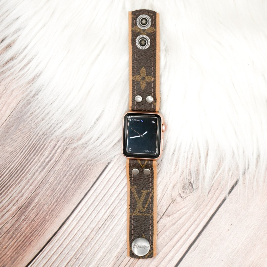 Limited Edition Skinny Band in Upcycled LV Monogram with Tan | Sparkl