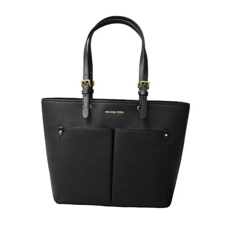 Michael Kors Jet Set Black Vegan Double Pocket Tote | Walmart (US)