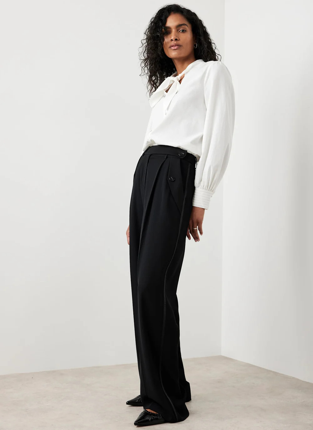 Black Tailored Wide Trousers | Mint Velvet