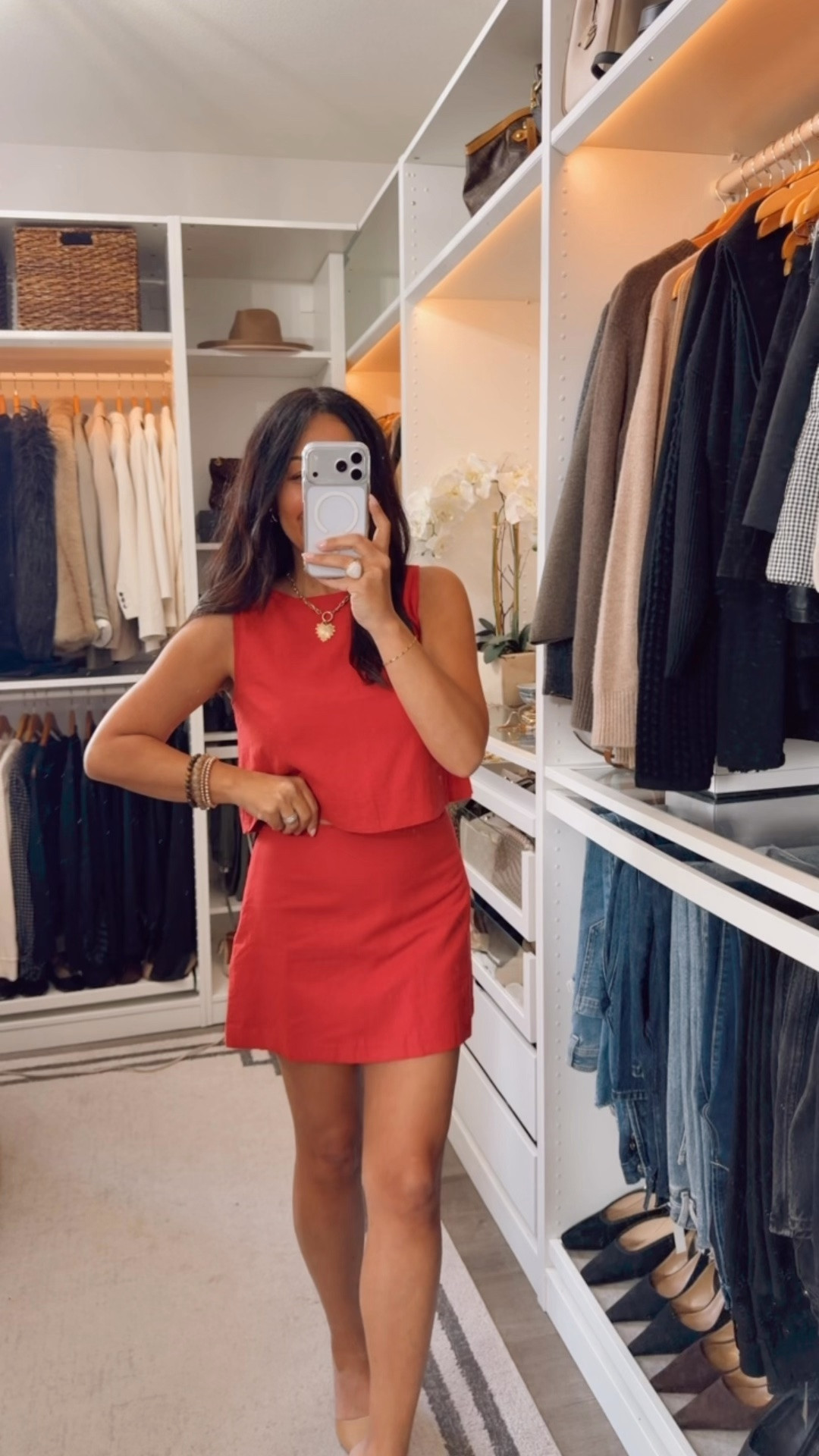 Love this linen set- love that I found a shell top with a crop silhouette (I’m 5’3 with a short waist - so it’s rare!) 
Did small petite in the top and an xs in the skort

#LTKootd #LTKOver40