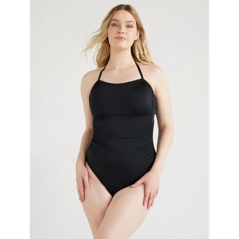 Time and Tru Women's and Women's Plus Solid Bandeau Tie One Piece Swimsuit, Sizes XS-3X | Walmart (US)
