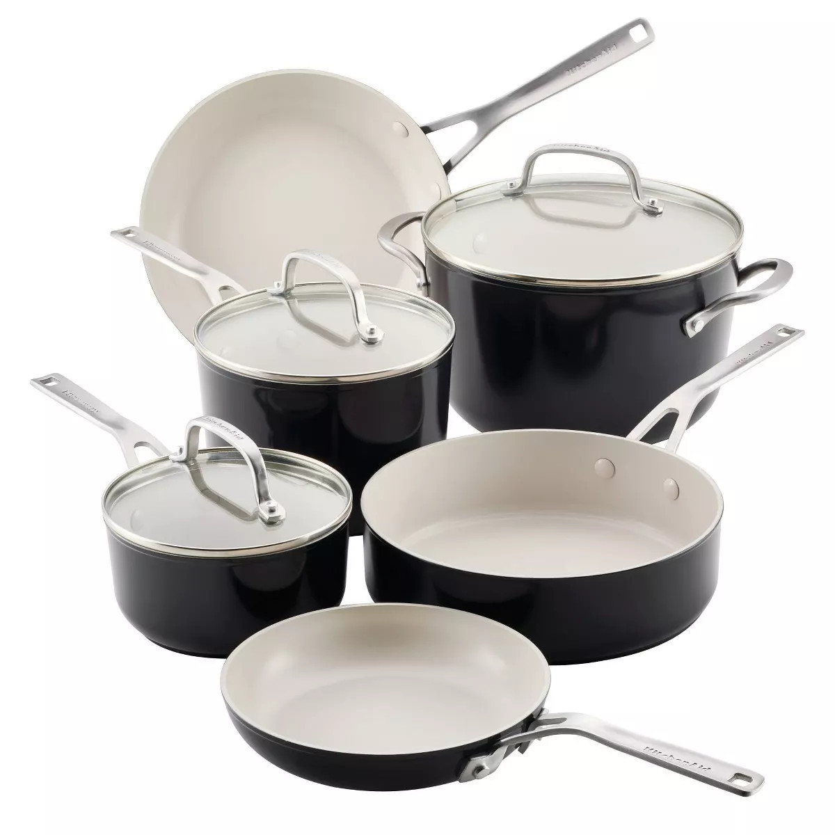 KitchenAid 9pc Ceramic Forged Aluminum Nonstick Cookware Set | Target