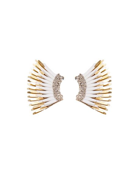 Mini Madeline Statement Earrings, White/Golden | Neiman Marcus