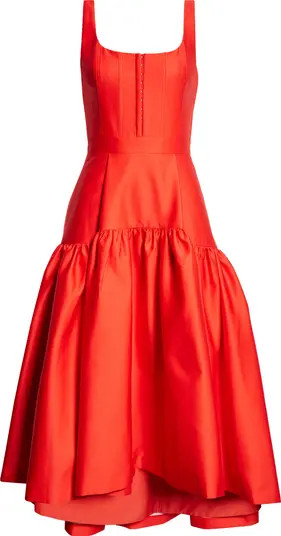 Alice + Olivia Diana High-Low Midi Dress in Off White at Nordstrom, Size 4 | Nordstrom