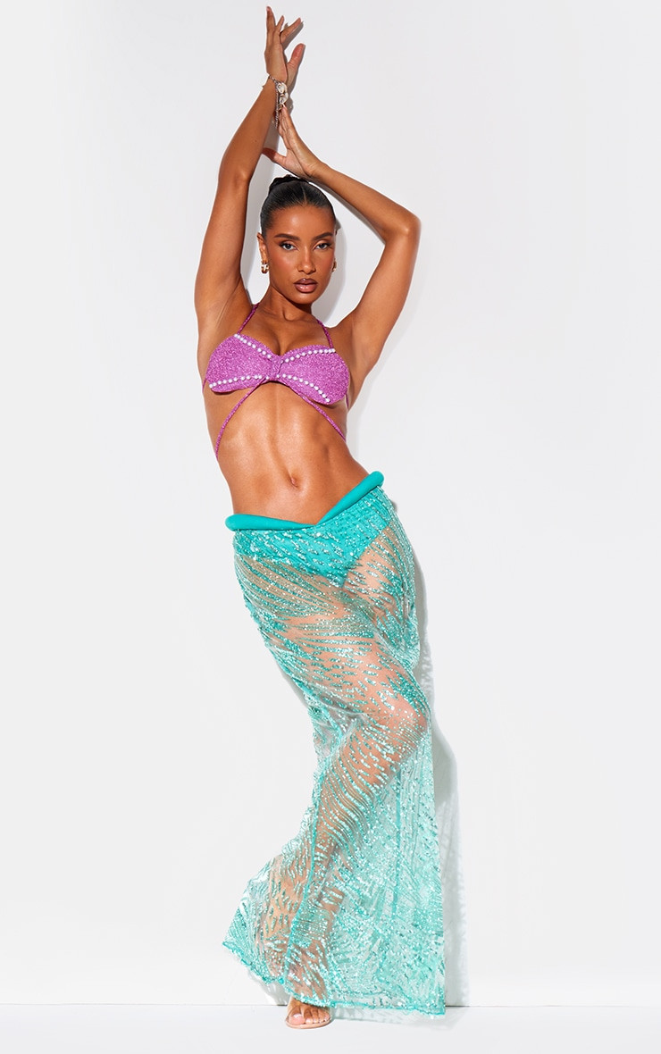 Blue Mermaid Costume 3 Piece Set | PrettyLittleThing UK